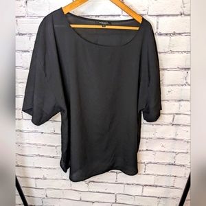 MICHEL STUDIO Semi Sheer, Black, Short Sleeve Shirt/blouse